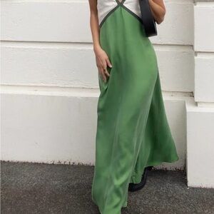 KMBANGI Women’s V Neck Green Maxi Dress